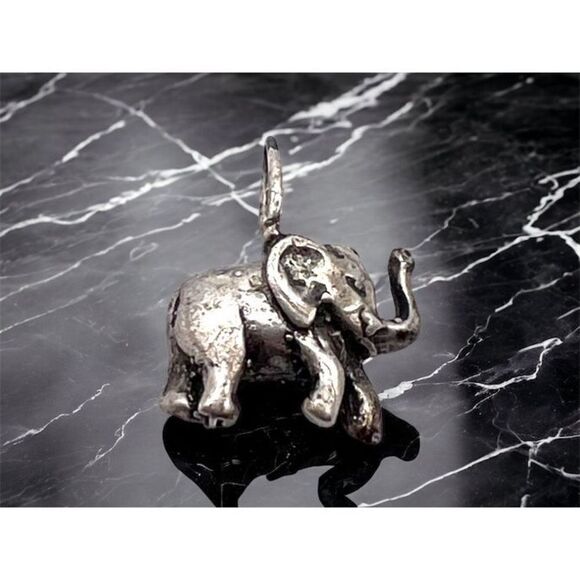 Vintage Women's Elephant 3D 925 Sterling Silver Bracelet Charm Necklace Pendant - Picture 1 of 8